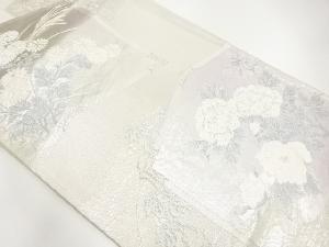 アンティーク　屏風に牡丹・秋草模様織り出し袋帯(材料)(サービス品)